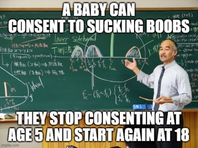 Babies vs Teens Sucking Boobs (consent, hypocrisy, babies, age, teens, perversion, professor, inappropriate)