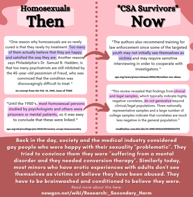 CSA similarities to treatment of Homosexuals (gay history, treatments, conversion, survivors, therapy, apa, psychology, therapist)