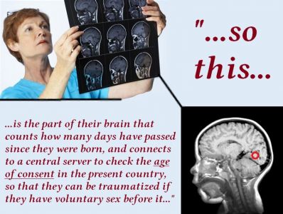 Brain scan - trauma absurdity (consent, minor-adult sex, age, harm, law, arbitrary, absurd, science, pseudoscience, americans, cognitive, westerners)