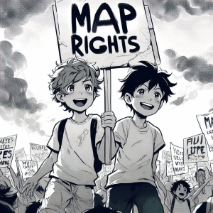 MAP Rights AI Anime Protest - (Minor Attracted Person, pedo, hebephile, youth rights, maps, anime, art - many versions available)
