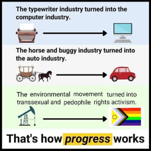 That's how progress works (trolling, surreal, humor, ridicule, progressive)
