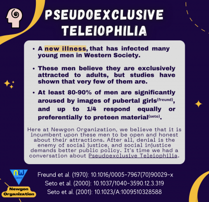 Pseudoexclusive Teleiophilia (a new concept) (sexuality, hebephilia, pedophilia, minor attraction, seto, freund, newgon, science, psychology, trigger/bait)