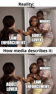 Reality vs Media (hypocrisy, teens, minor-adult sex, journalism, distortion, bias, standpoint)