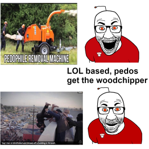 Reddit mod woodchipper reaction (pedo recycling center, response, humor, antis, hypocrisy)