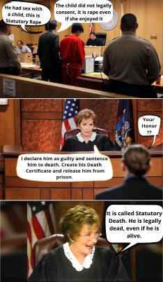 Statutory Death parody (law, minor-adult sex, courtroom, funny, hysteria, madness, judge judy, arbitrary, victim, victimless, consensual, crime)