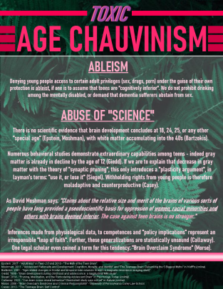 Toxic Age Chauvinism (ageism, ableism, youth lib, youth rights, cognitive ability, research, quote, mental, teen brain)
