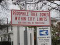 Anti-pedophile sign in Wapello, Iowa